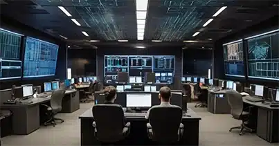 imagem de uma sala de controle de segurança para ilustrar serviço de gestão de continuidade de negócios