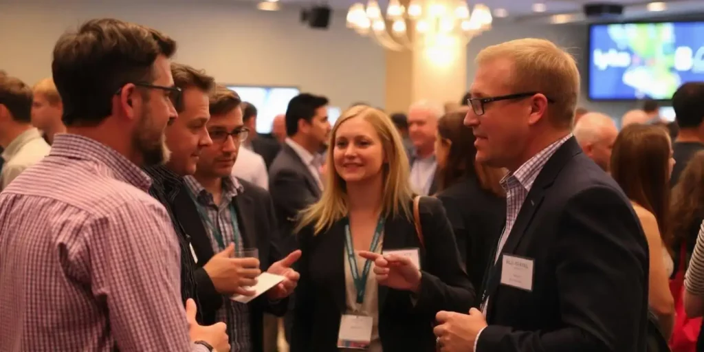 pessoas conversando em evento para ilustrar texto de networking estratégico